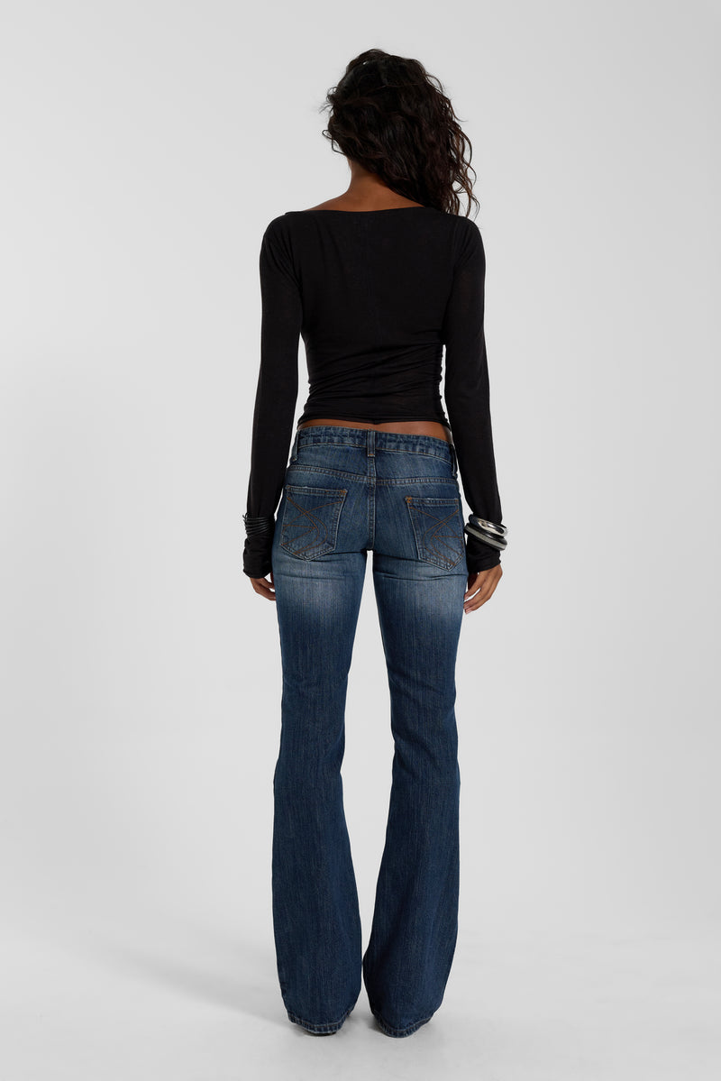 Black Mist V Neck Top