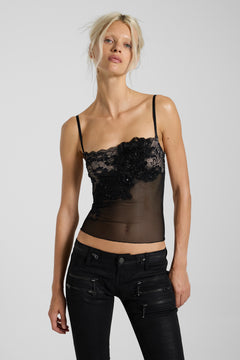 Voli Embellished Lace Top - UK 4 / Black