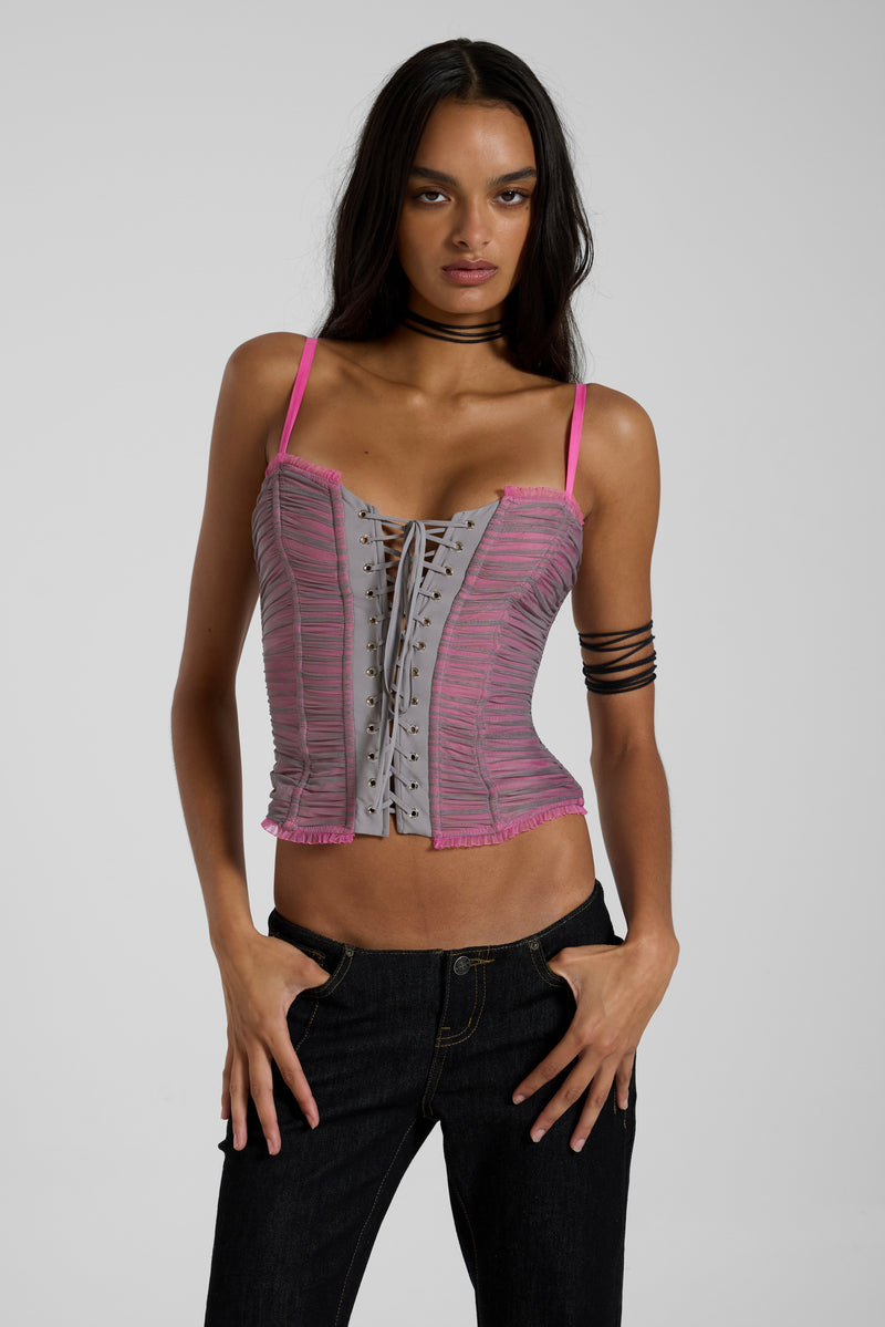 Velita Ruched Lace Up Corset