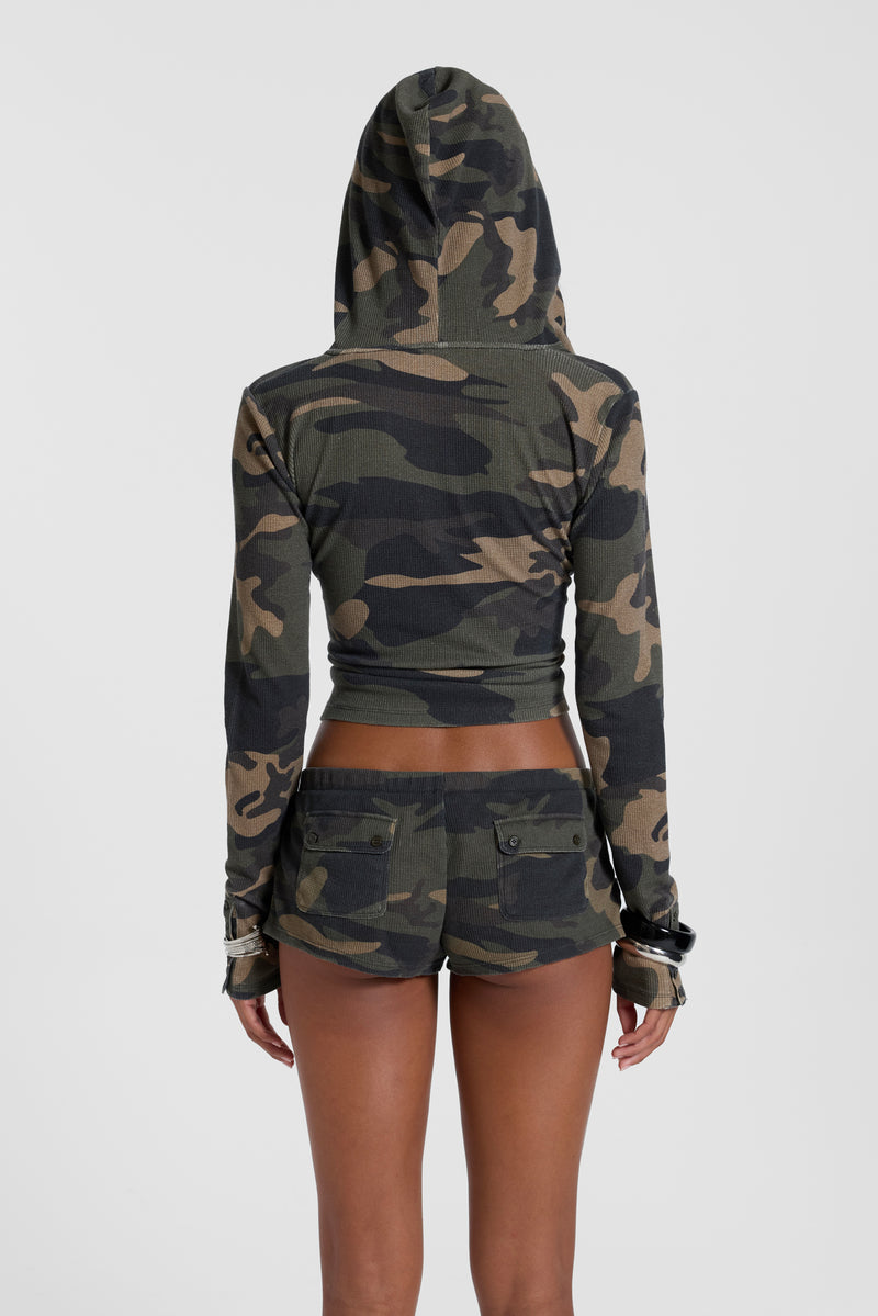 Janie Camo Waffle Mini Shorts