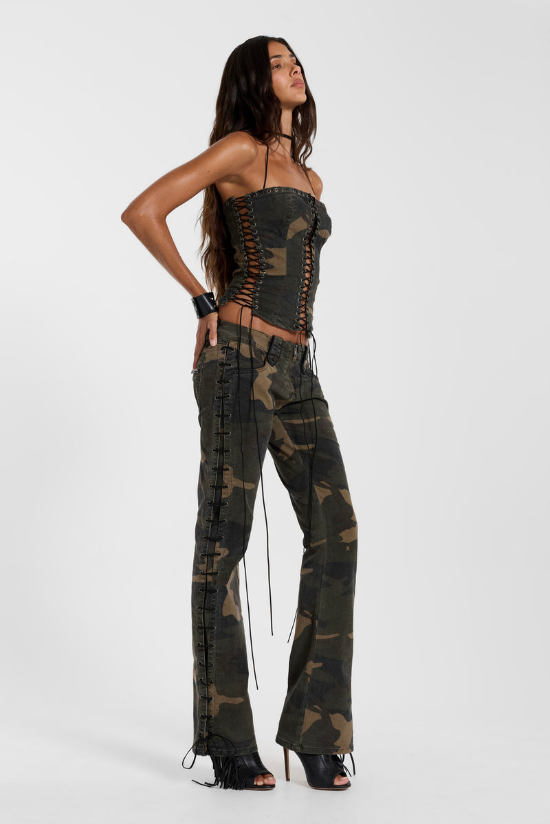 Odile Camo Lace Up Corset