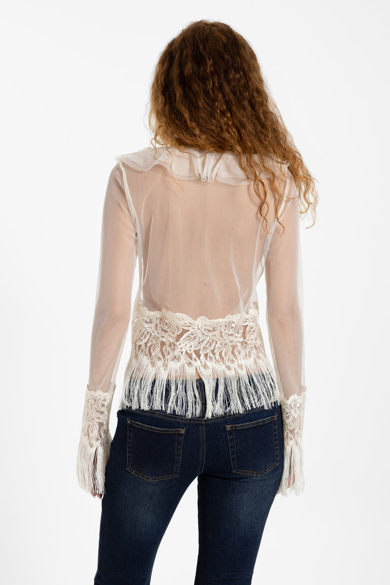 Ophelie Tulle Fringe Cardigan