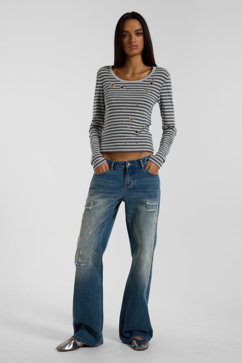 Eye Contact Long Sleeve Top in Stripe