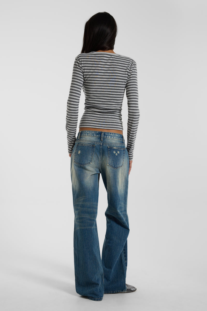 Eye Contact Long Sleeve Top in Stripe