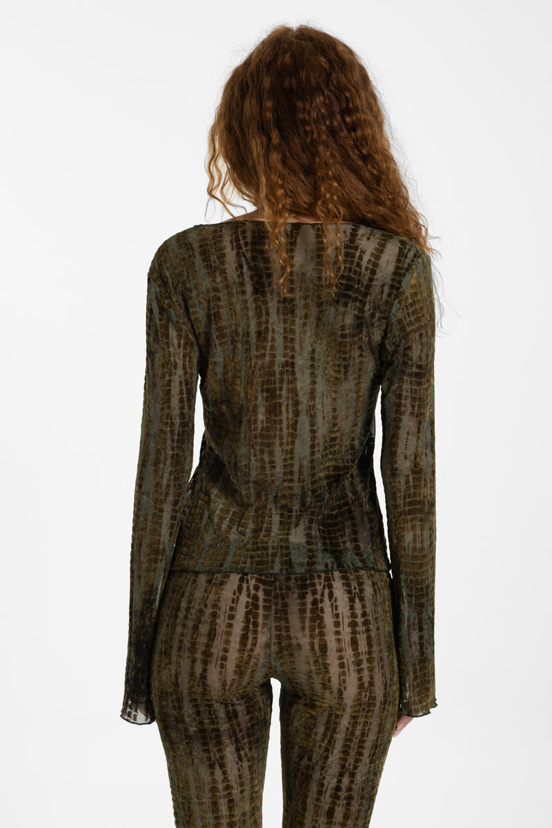 Ophidian Devore Velvet Cardigan In Croc