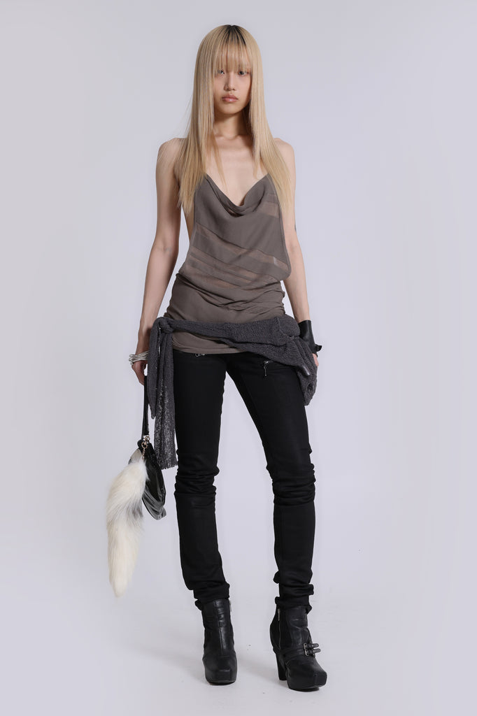 Noir Knit Mini Dress in Truffle