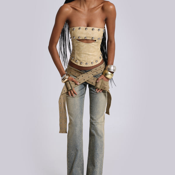 Shop Strap Up Stonewash Jeans | Jaded London | Clothing