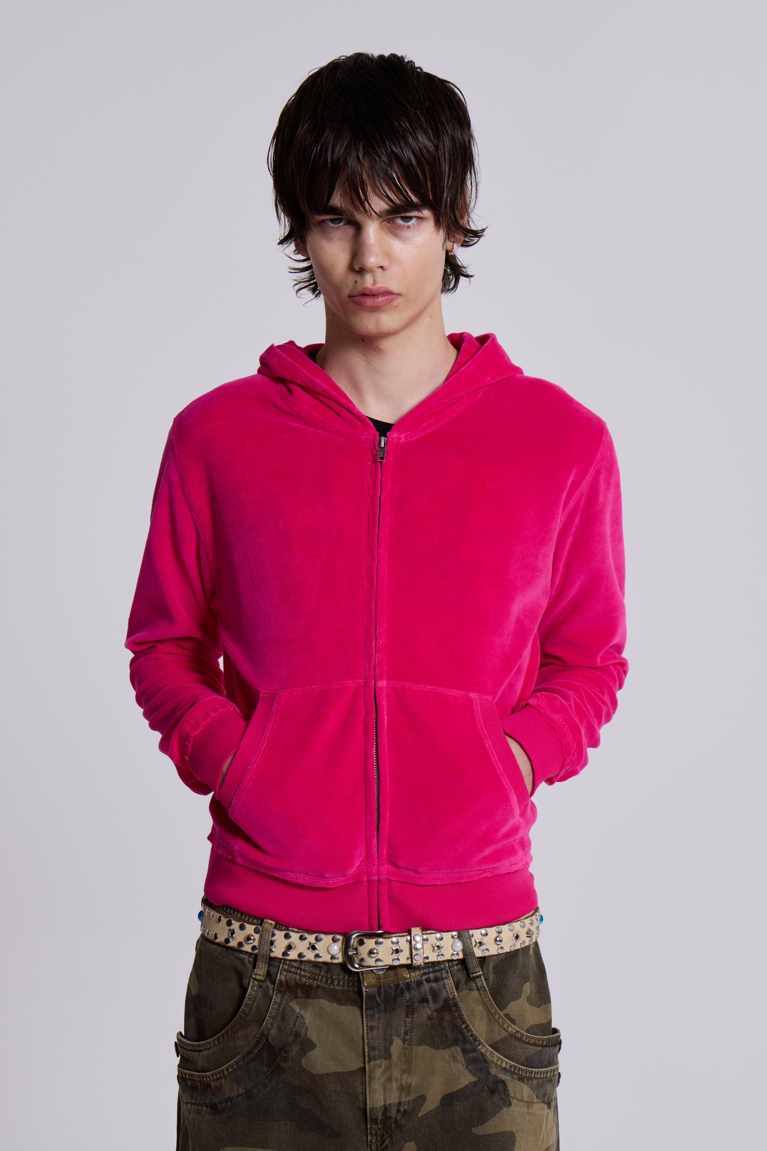 Low Life Hot Pink Velour Hoodie