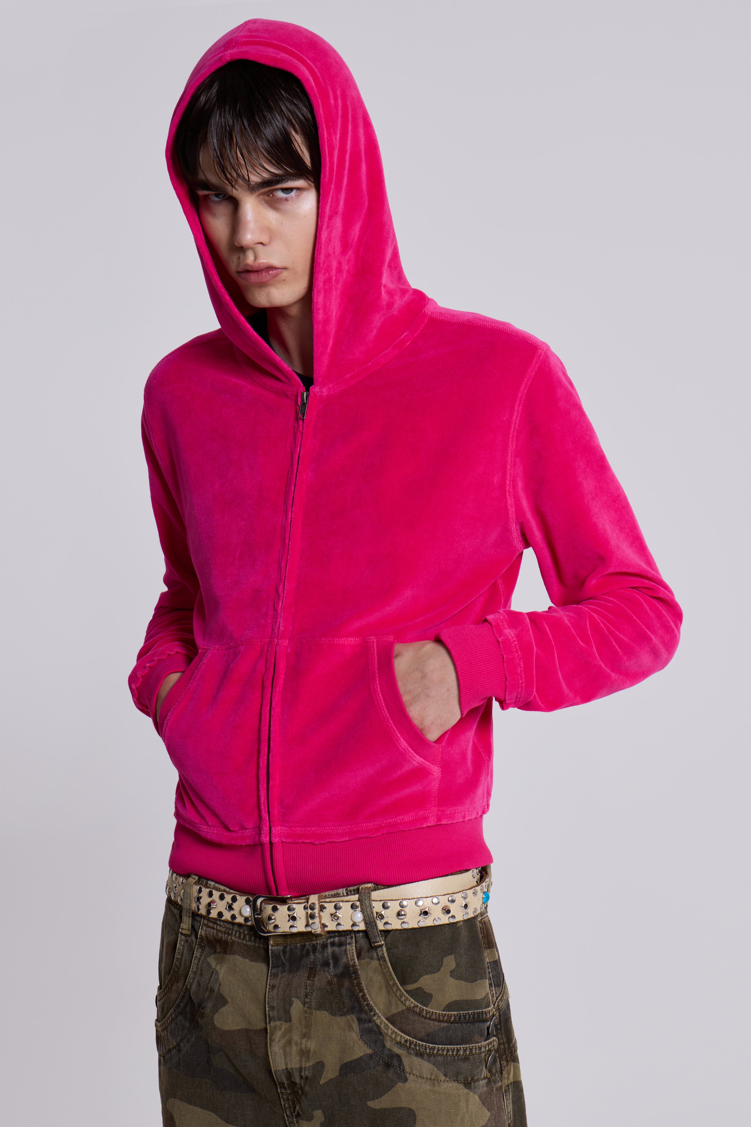 Low Life Hot Pink Velour Hoodie