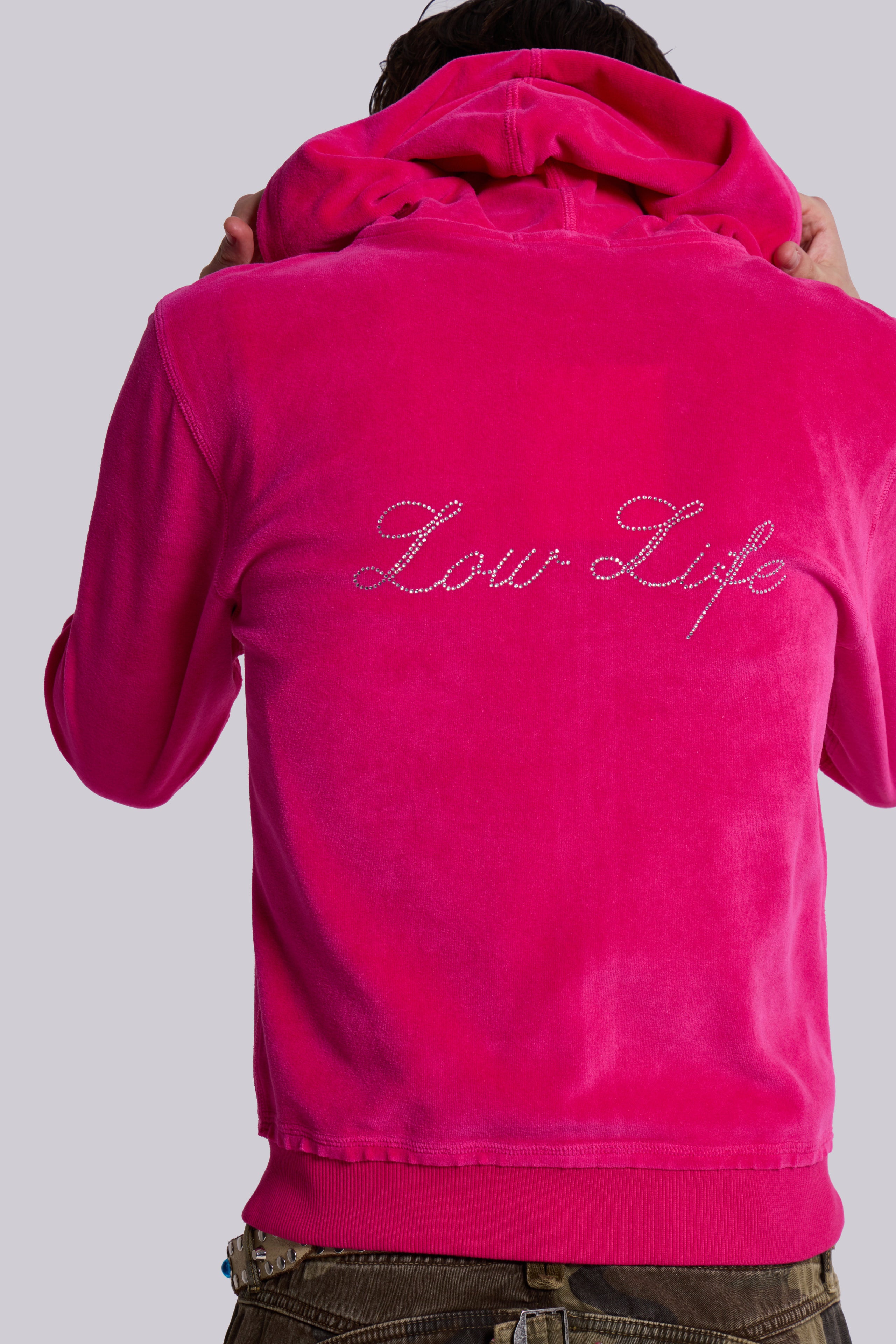 Low Life Hot Pink Velour Hoodie