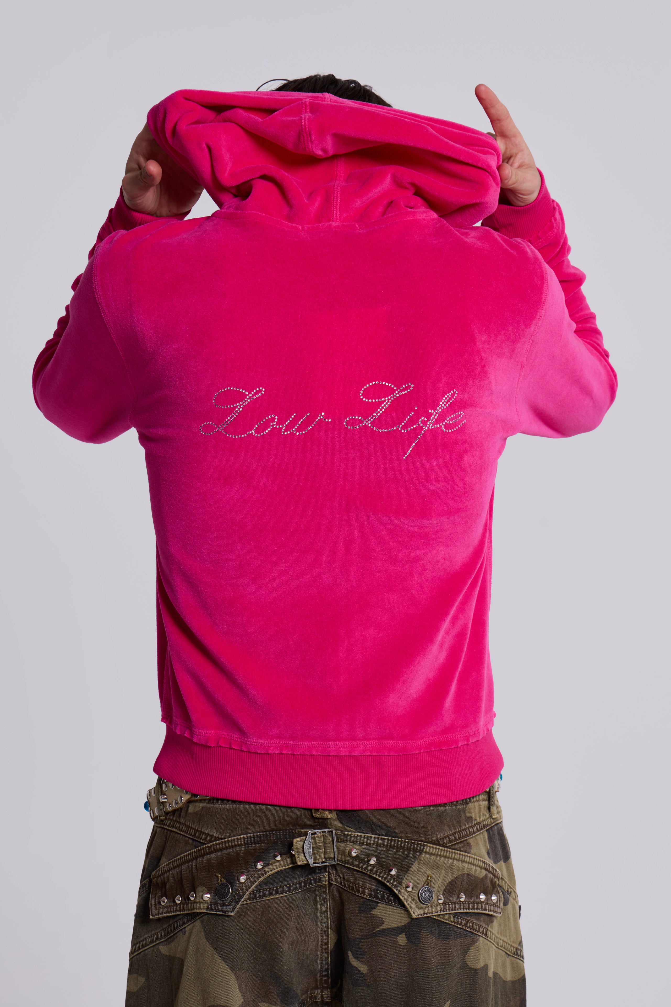 Low Life Hot Pink Velour Hoodie