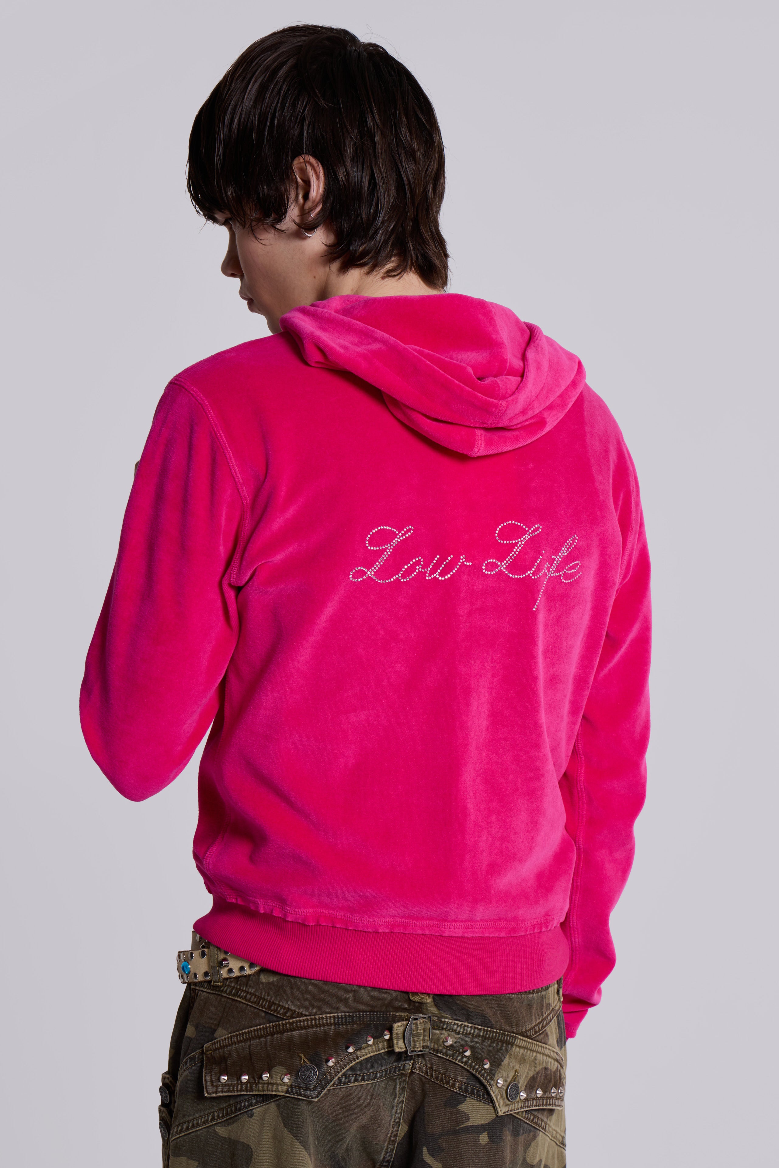 Low Life Hot Pink Velour Hoodie