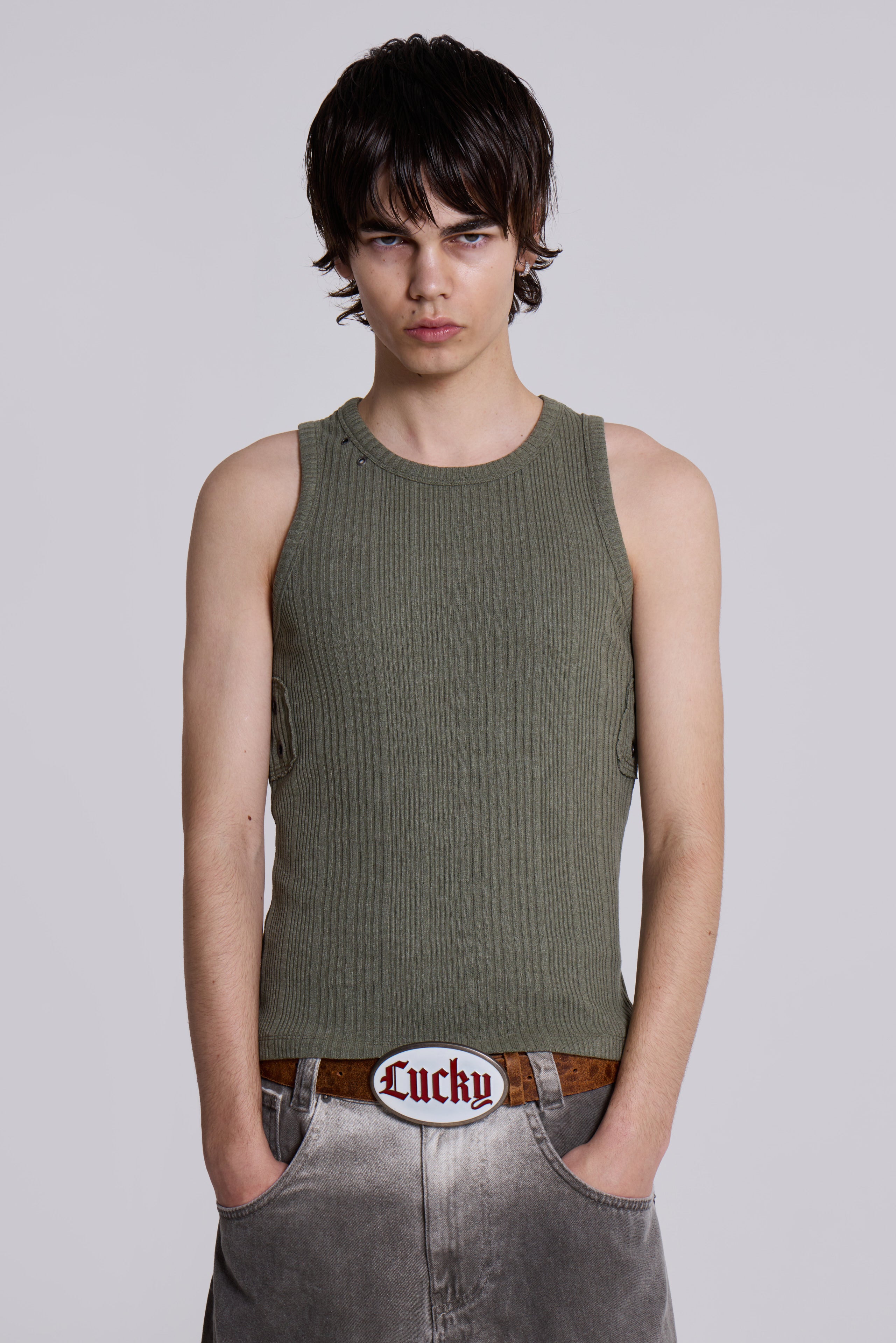 Khaki Hardware Rib Vest