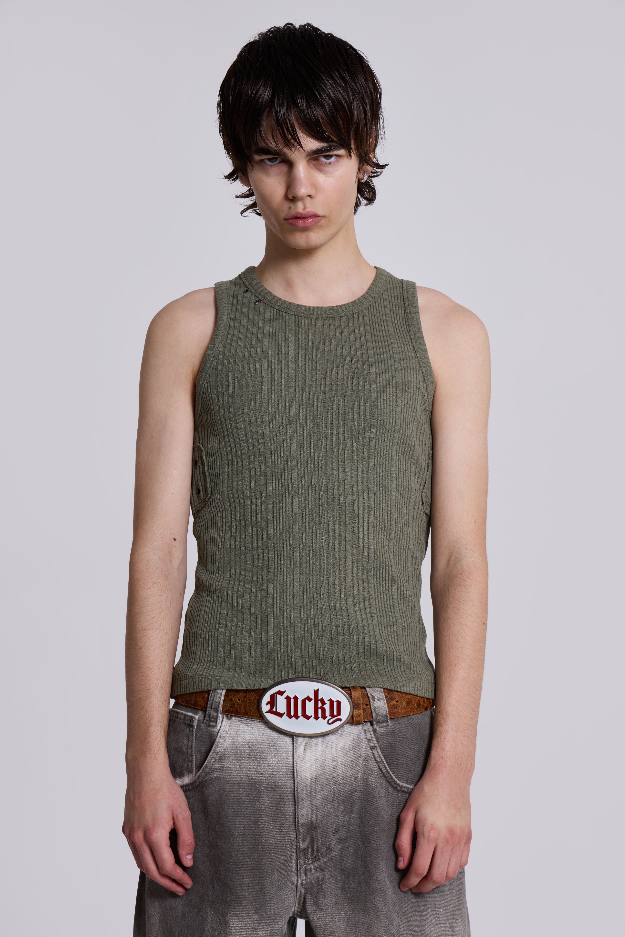 Khaki Hardware Rib Vest