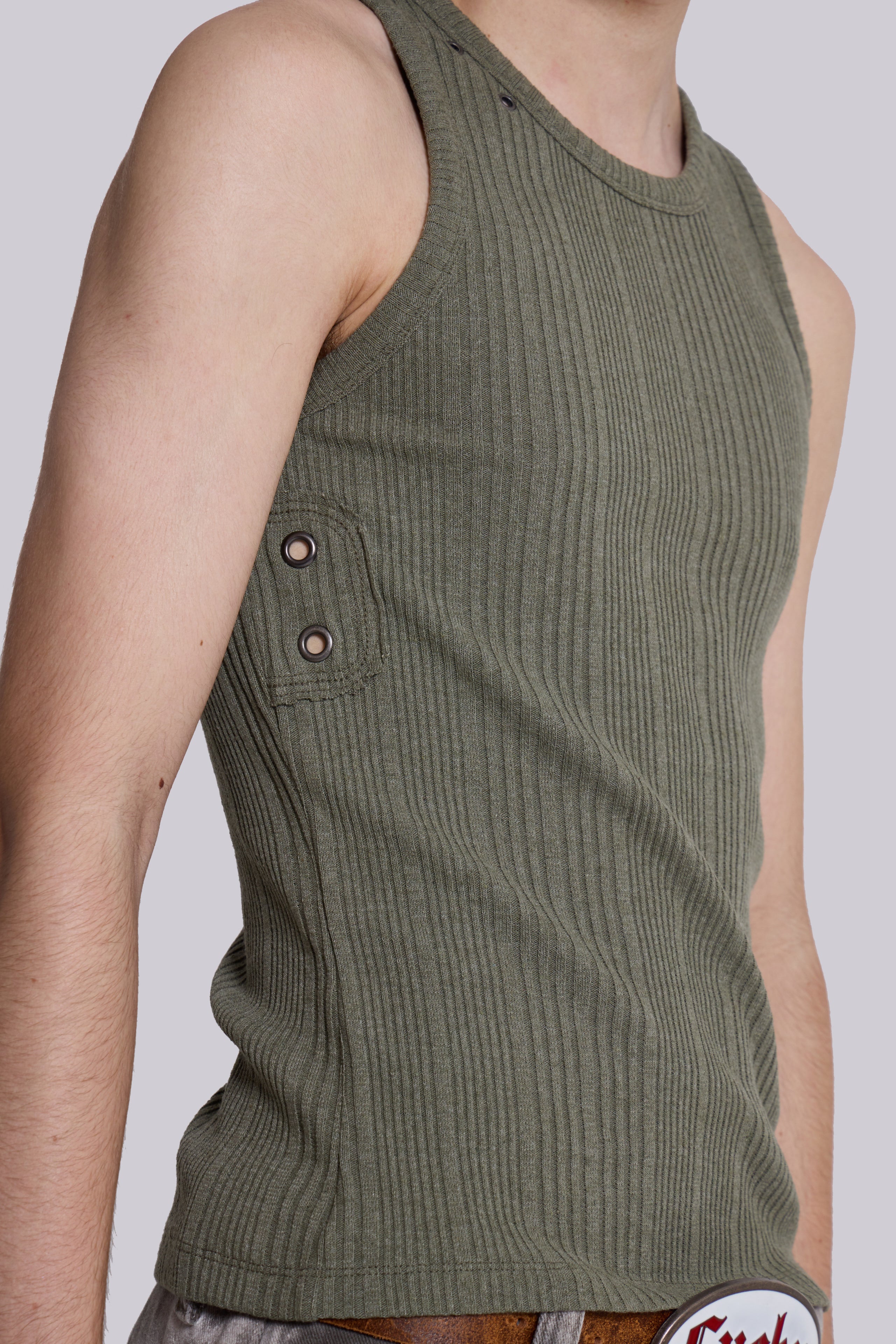 Khaki Hardware Rib Vest