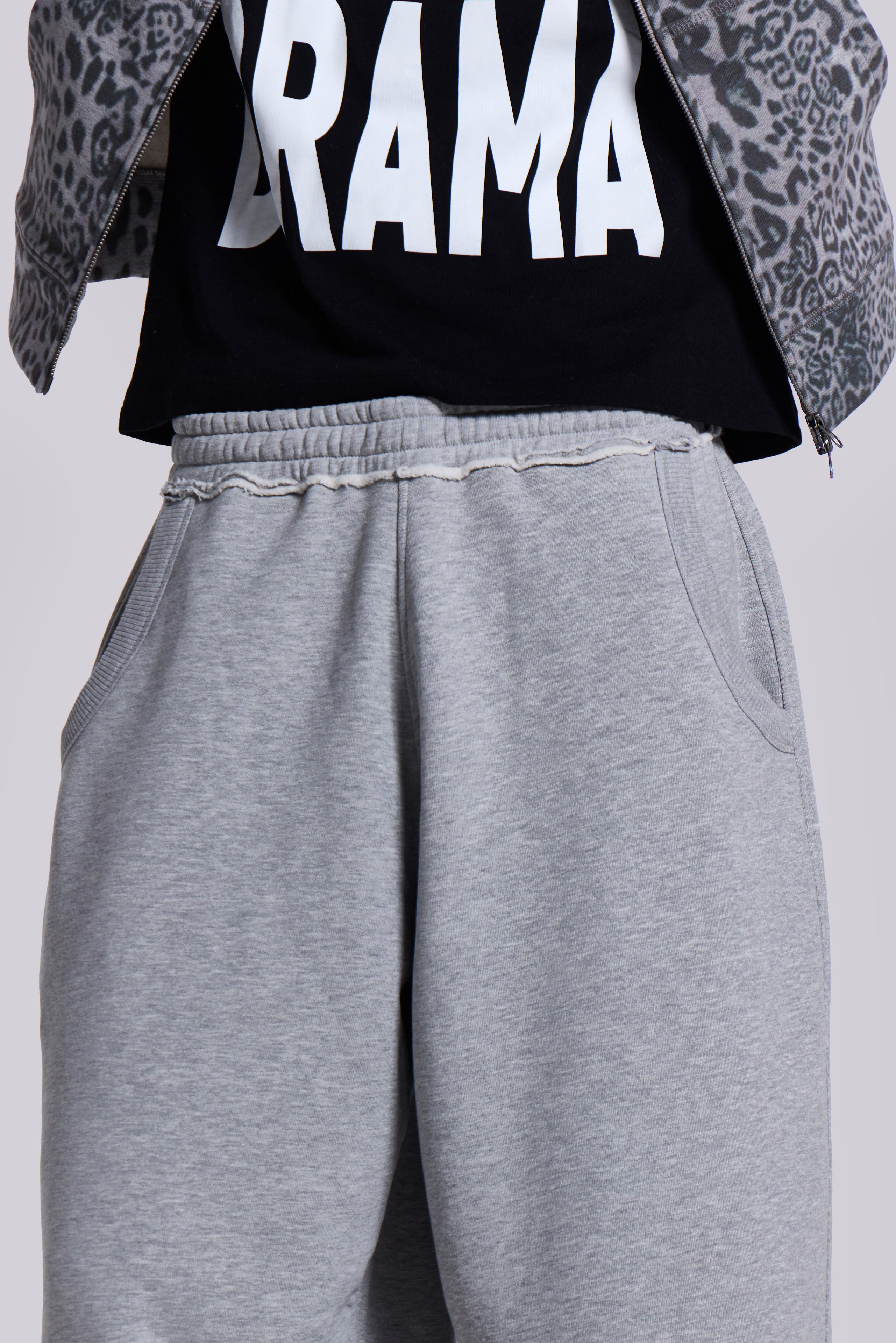 Grey Marl Cuffed Baggy Monster Joggers