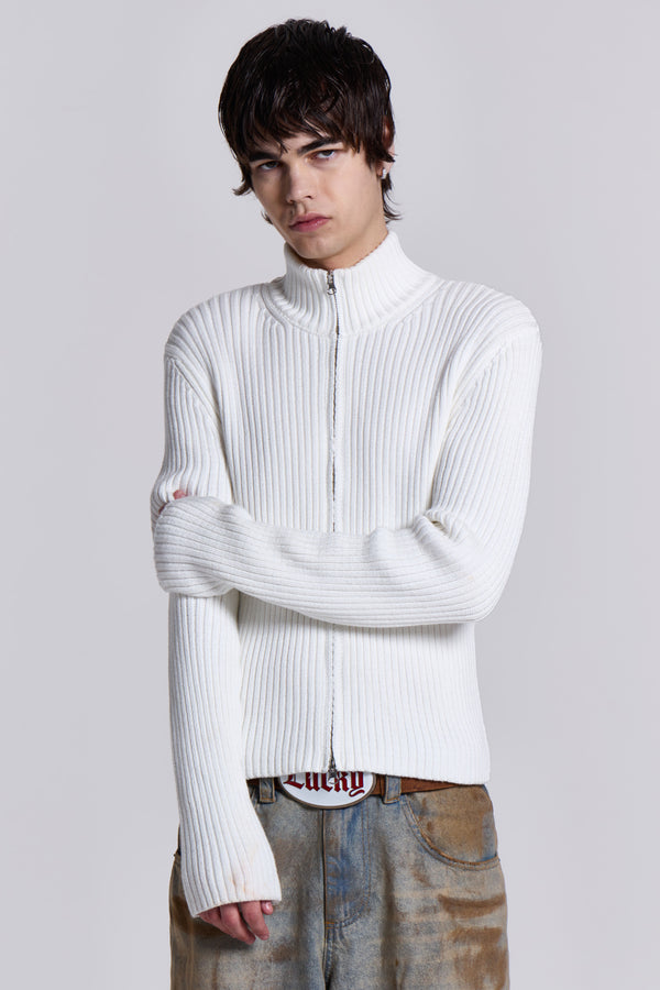 White Lucid Knit Track Top