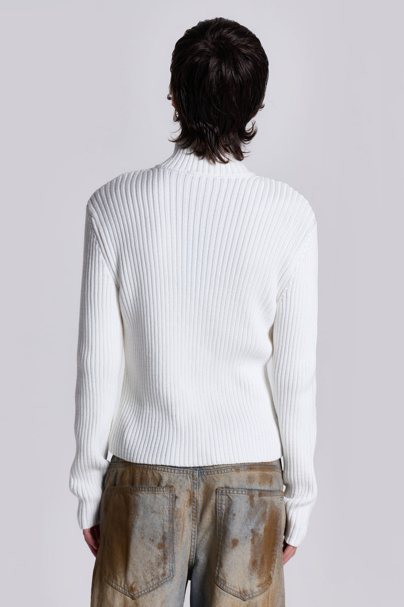 White Lucid Knit Track Top