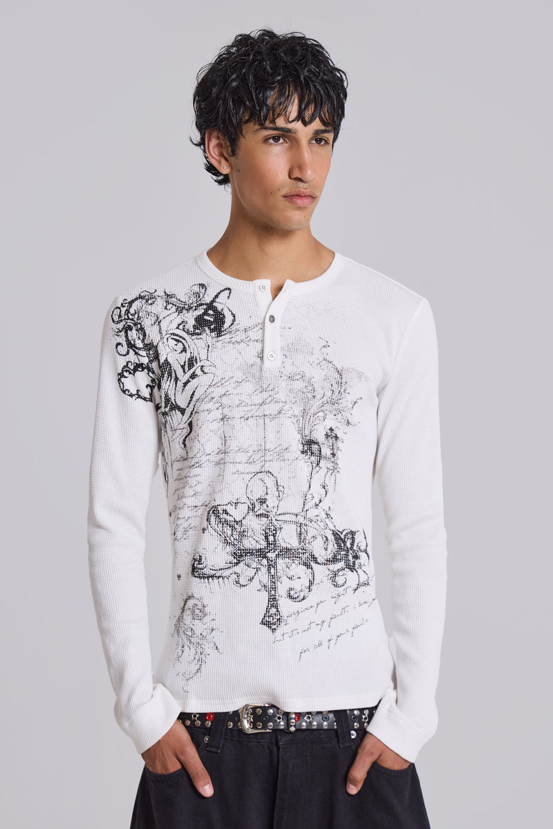 Anointed White Waffle Henley T-Shirt