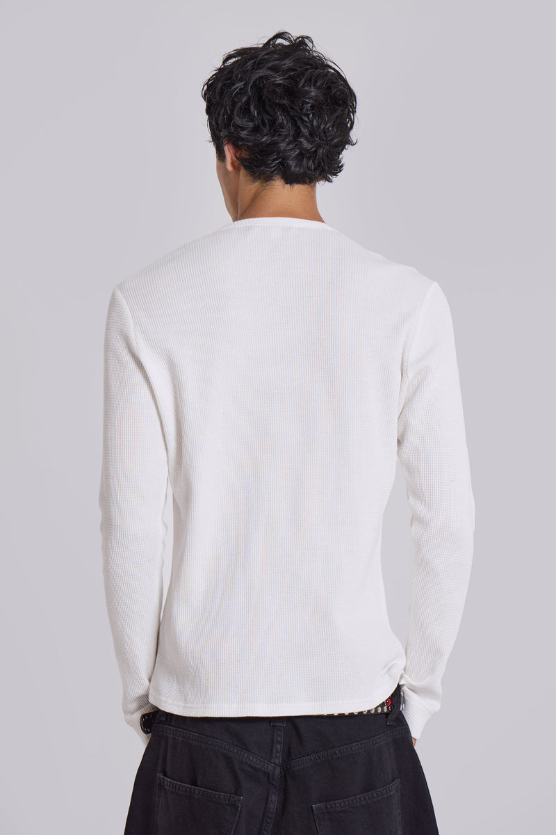 Anointed White Waffle Henley T-Shirt