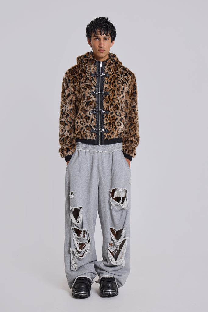 Leopard Faux Fur Hooded Mendoza Jacket