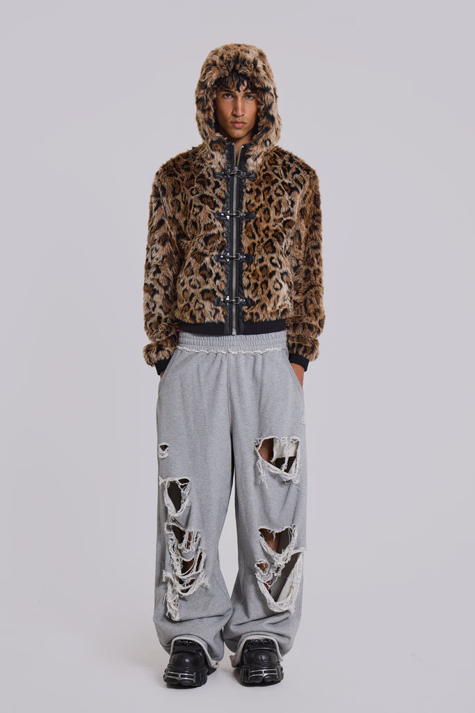 Leopard Faux Fur Hooded Mendoza Jacket