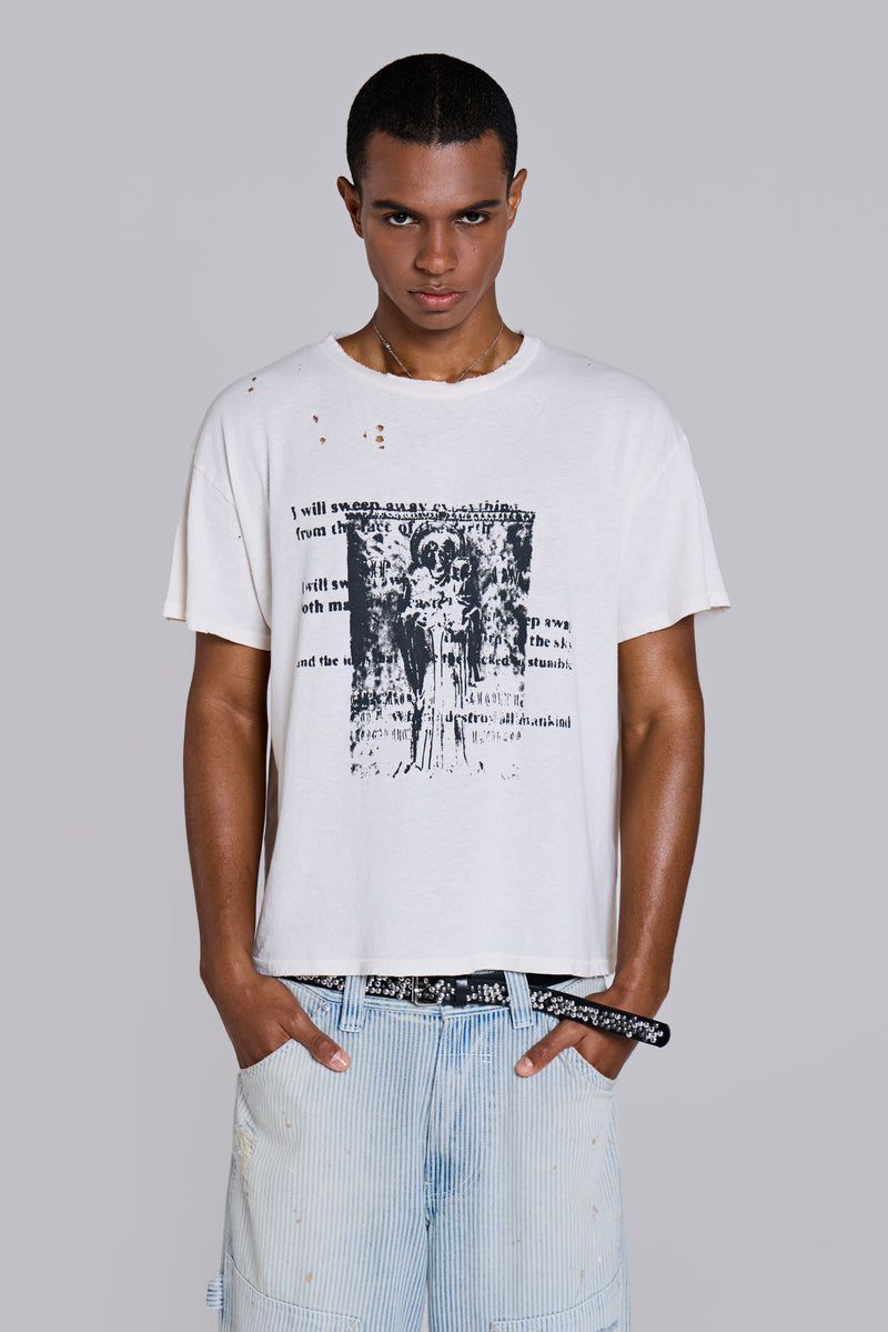White Etching Cropped T-Shirt | Jaded London | Clothing