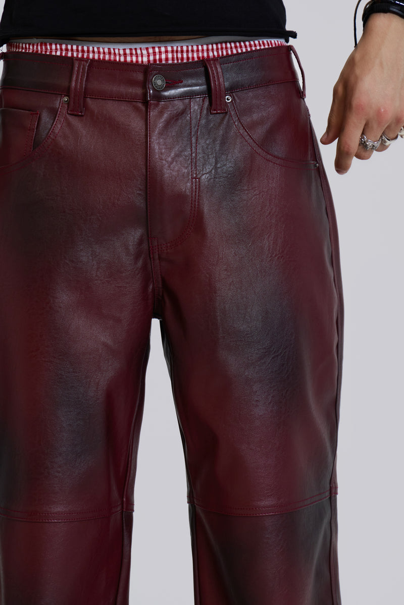 Oxblood Faux Leather Pants