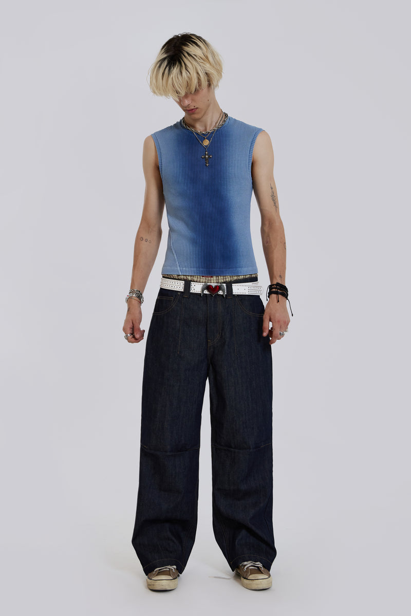 Raw Blue Denim Razor Jeans