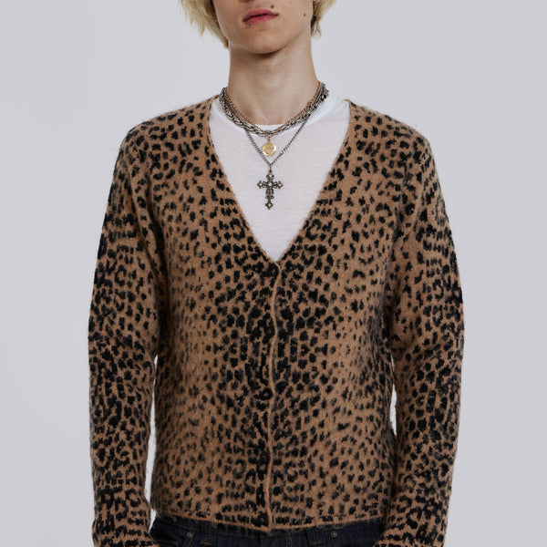 Leopard cardigan long best sale