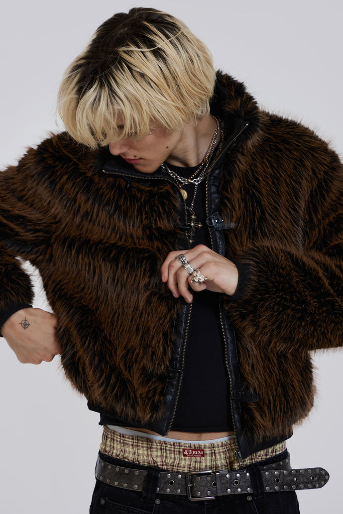 Brown Mendoza Faux Fur Jacket