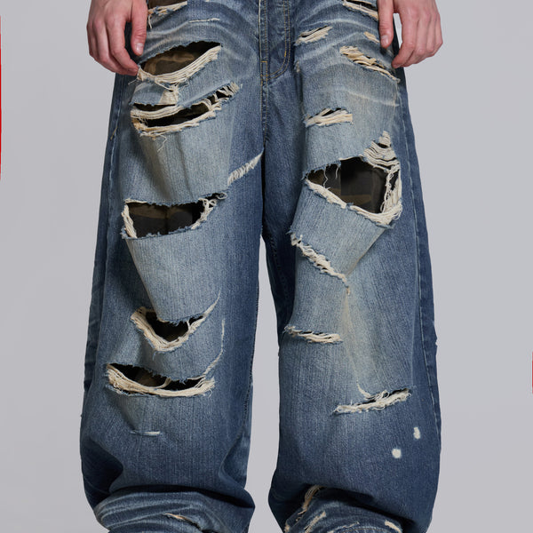 Hidden Camo Ripped XL Colossus Jeans | Jaded London | Clothing