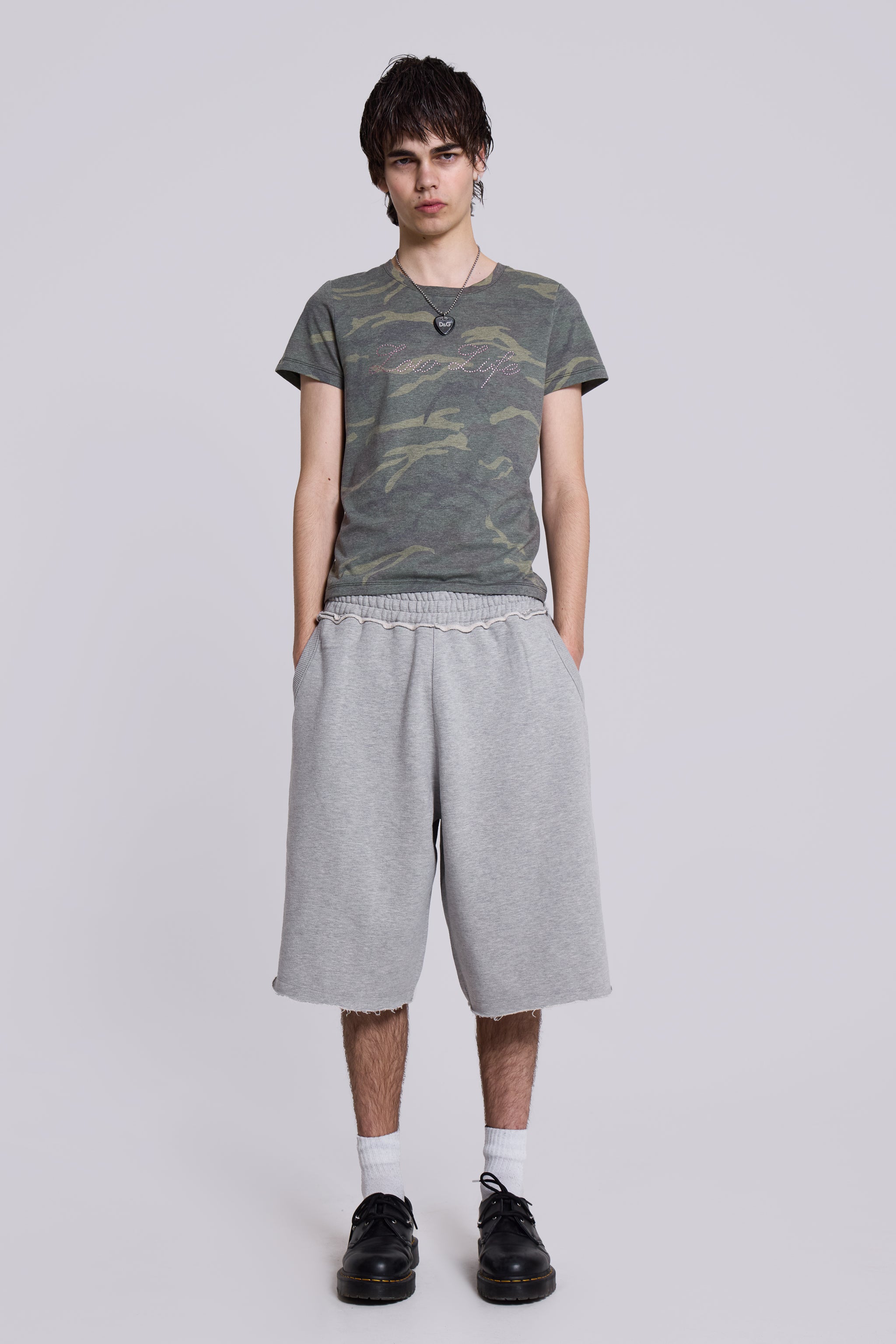 Shop Grey Marl Monster Jogger Shorts | Jaded London | Clothing