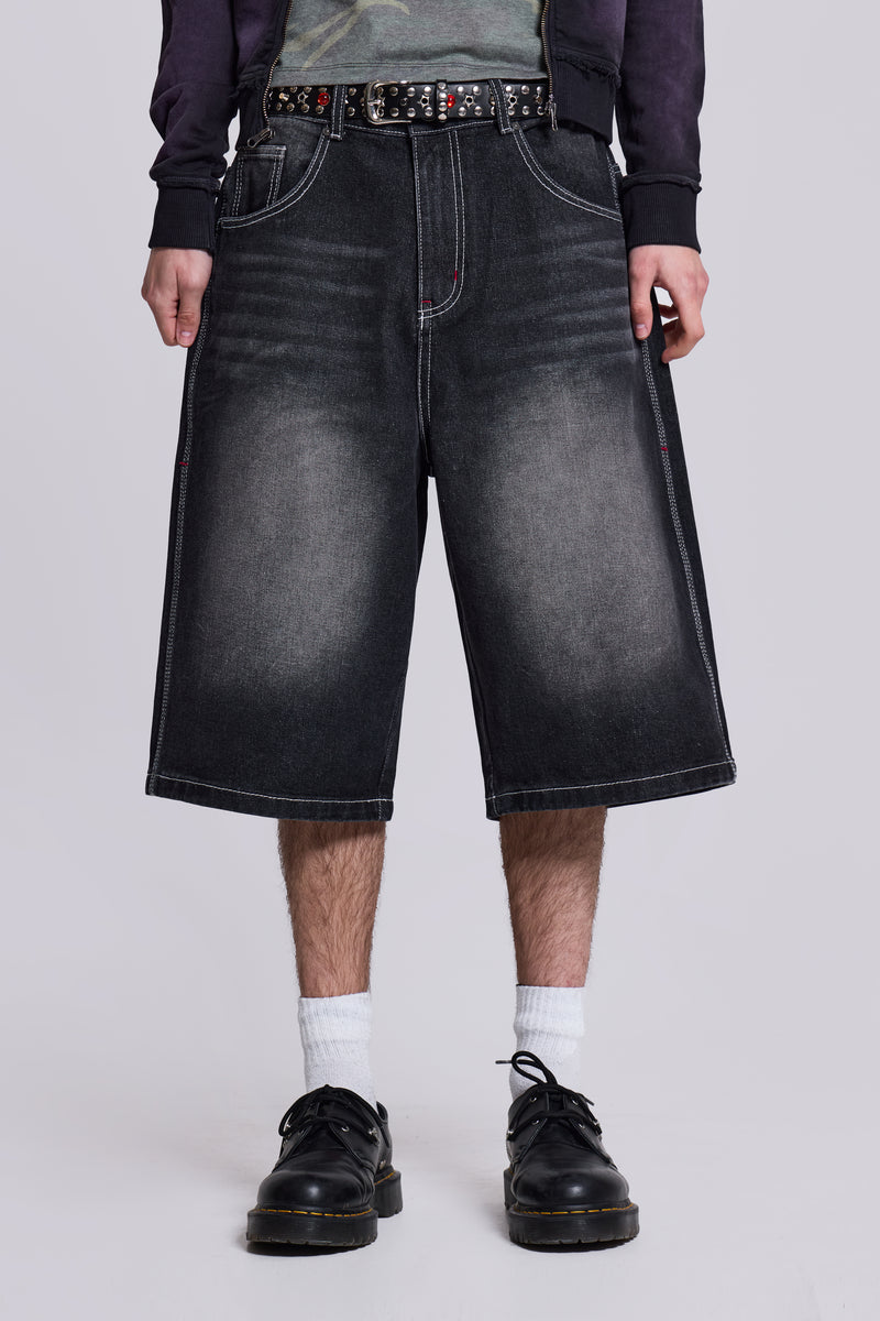 Shop Washed Black Jumbo Jorts | Jaded London | Clothing