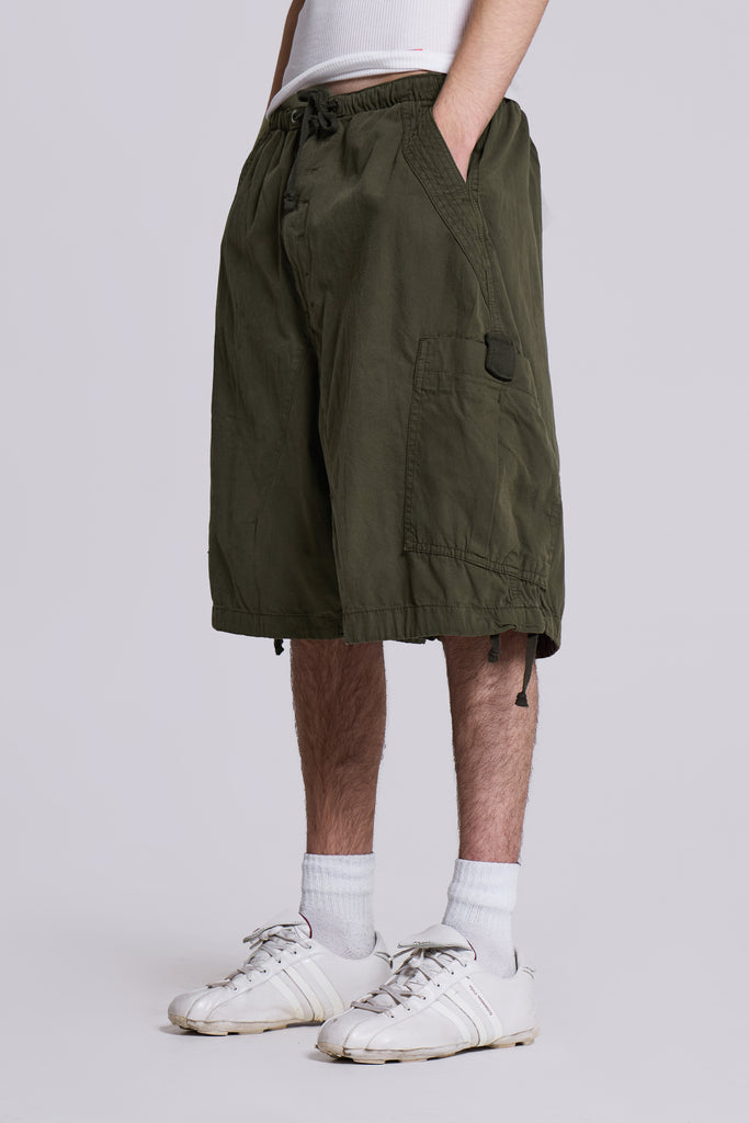 Khaki Oversized Cargo Shorts | Jaded London