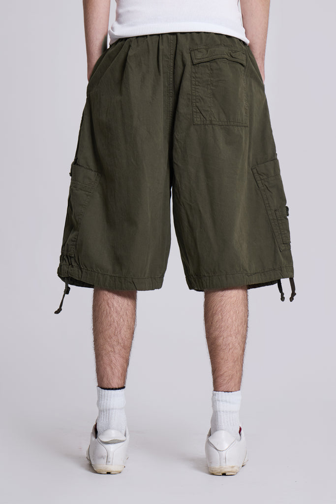 Khaki Parachute Cargo Shorts