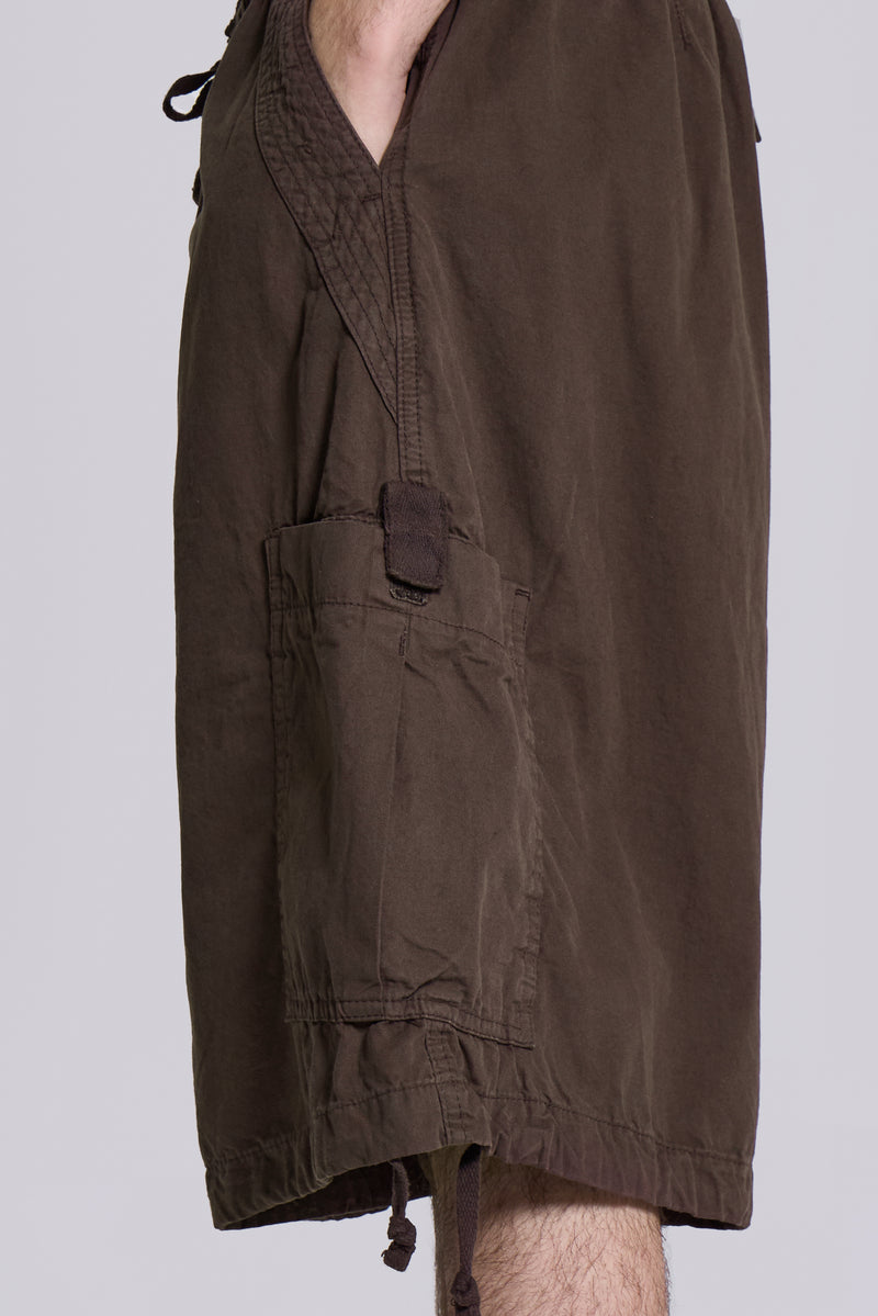 Brown Parachute Cargo Shorts