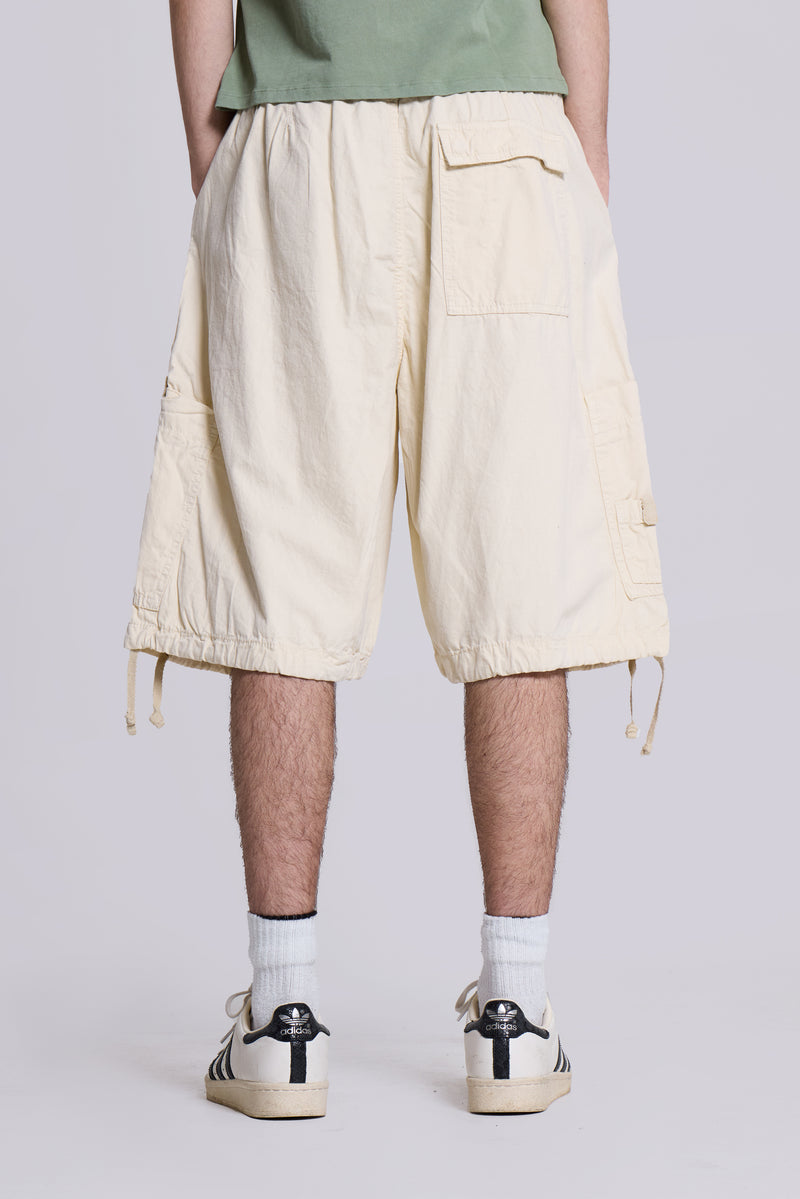 Ecru Oversized Cargo Shorts | Jaded London