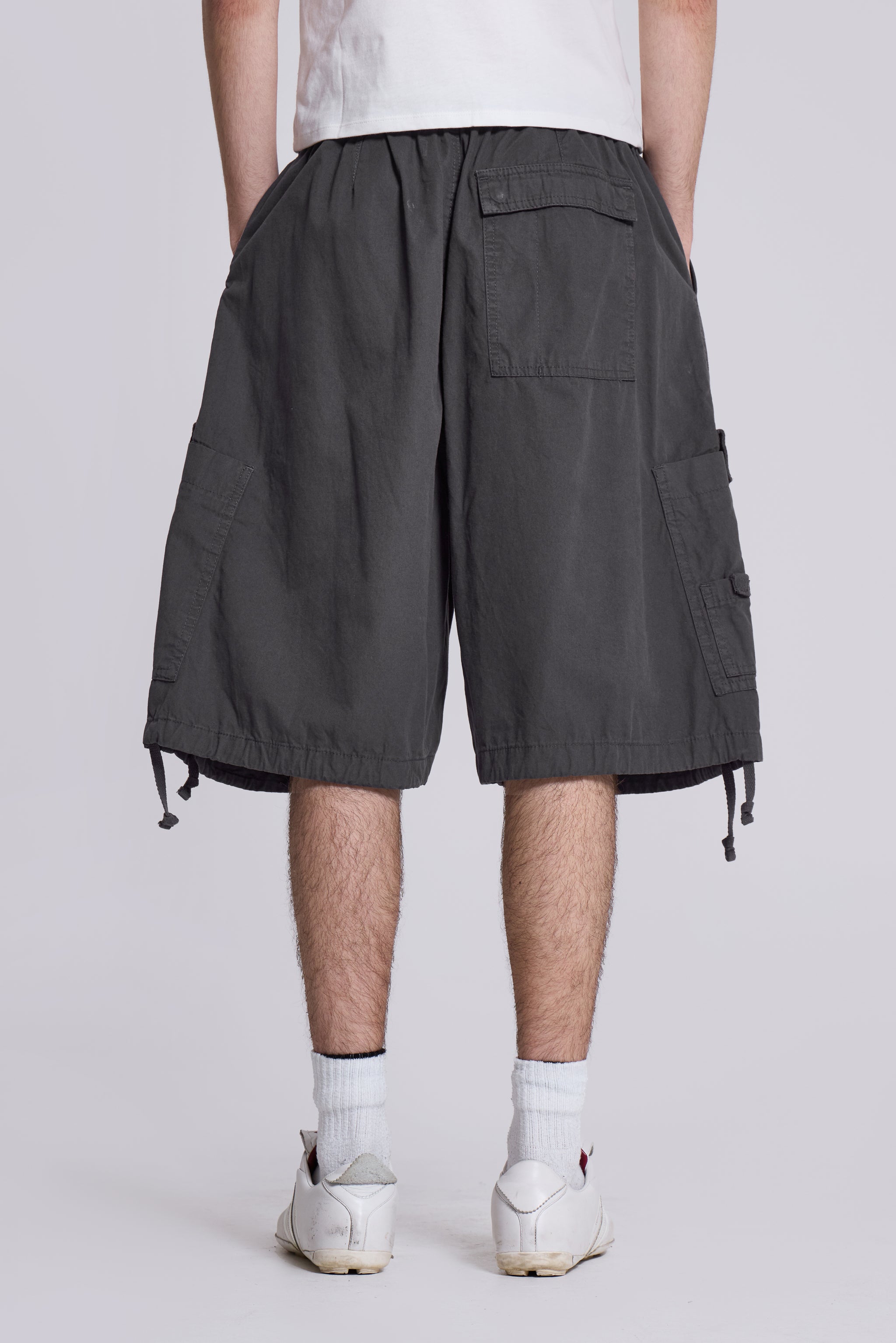 Vintage Grey Parachute Cargo Shorts