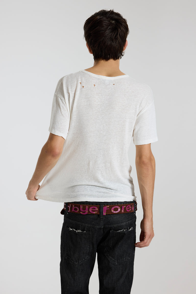 Goodbye Forever Cut Out Letters Leather Belt