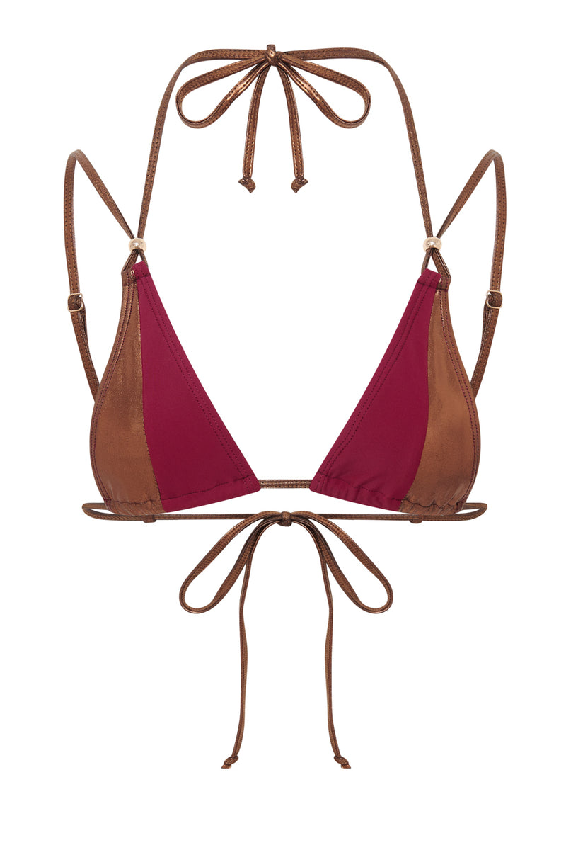 Shop Luna Metallic Triangle Bikini Top | Jaded London | Clothing