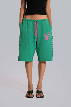 Cleo Slouchy Jogger Shorts in Green – view 1