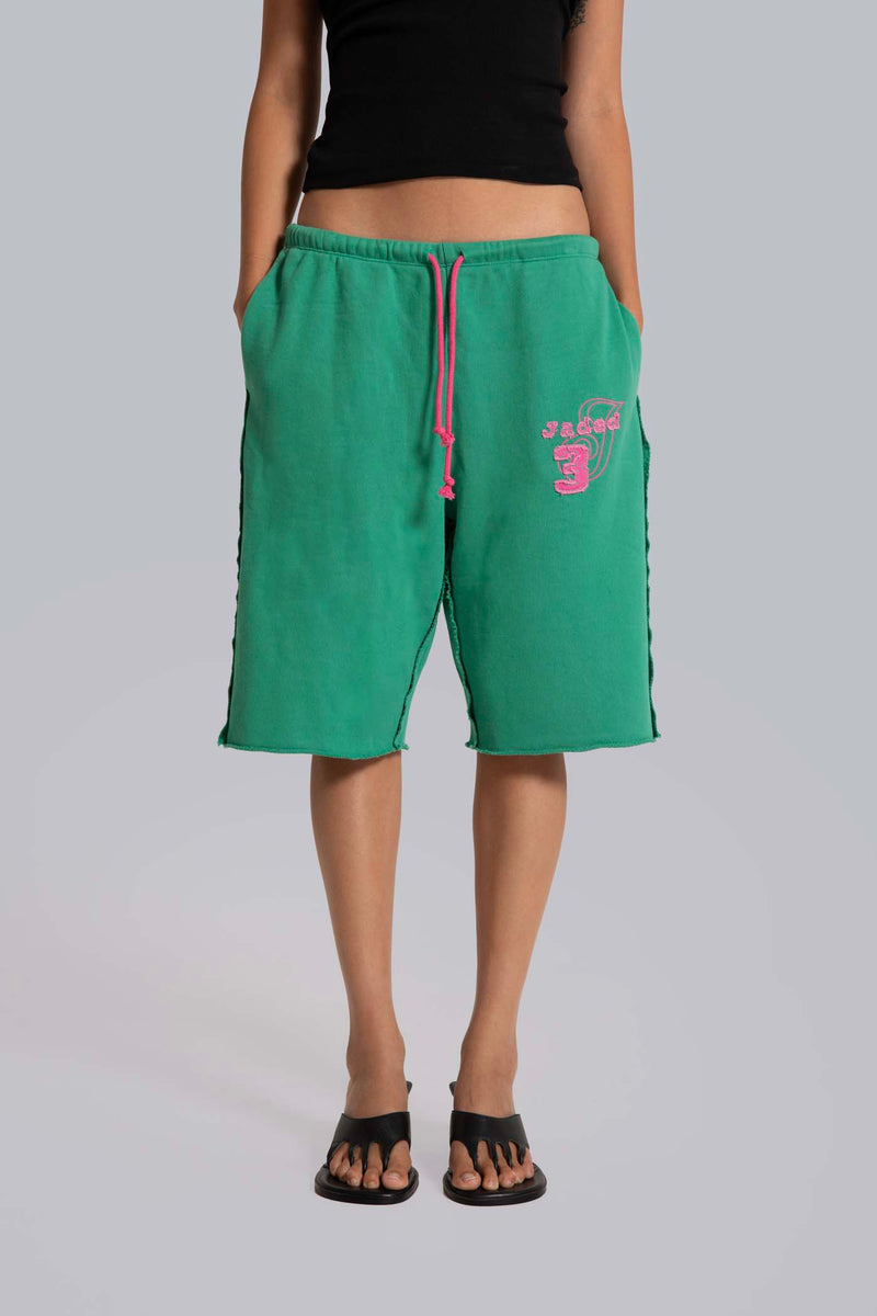 Cleo Slouchy Jogger Shorts in Green