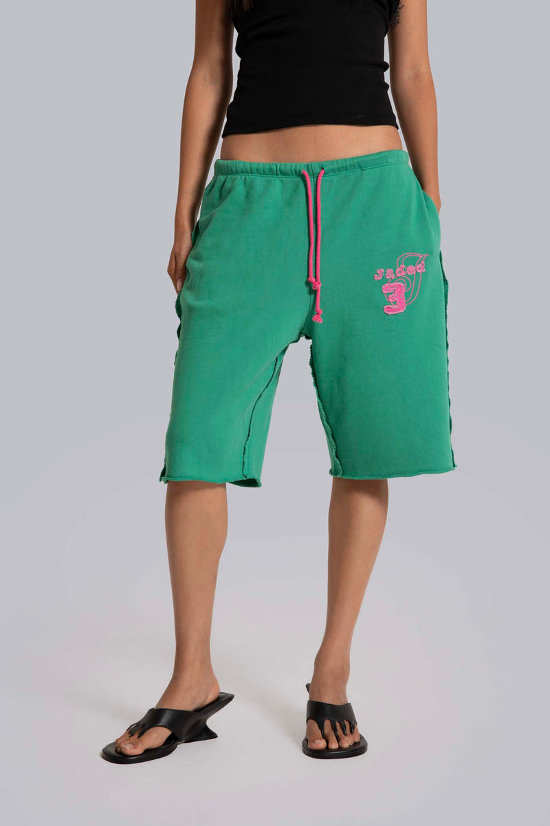 Cleo Slouchy Jogger Shorts in Green