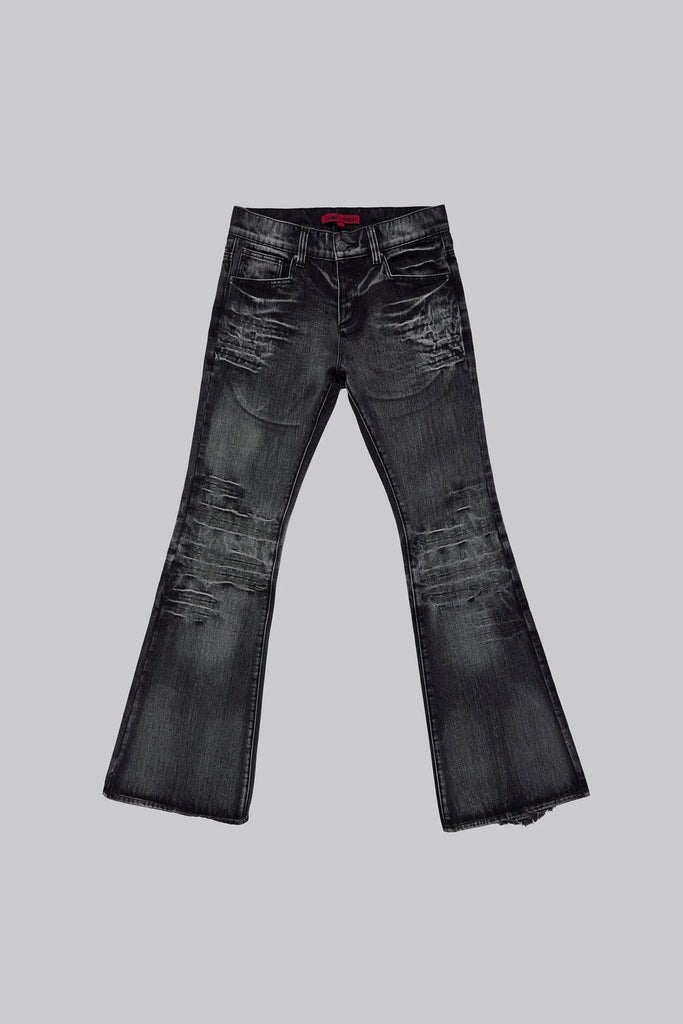 Washed Black Drift Flared Jeans