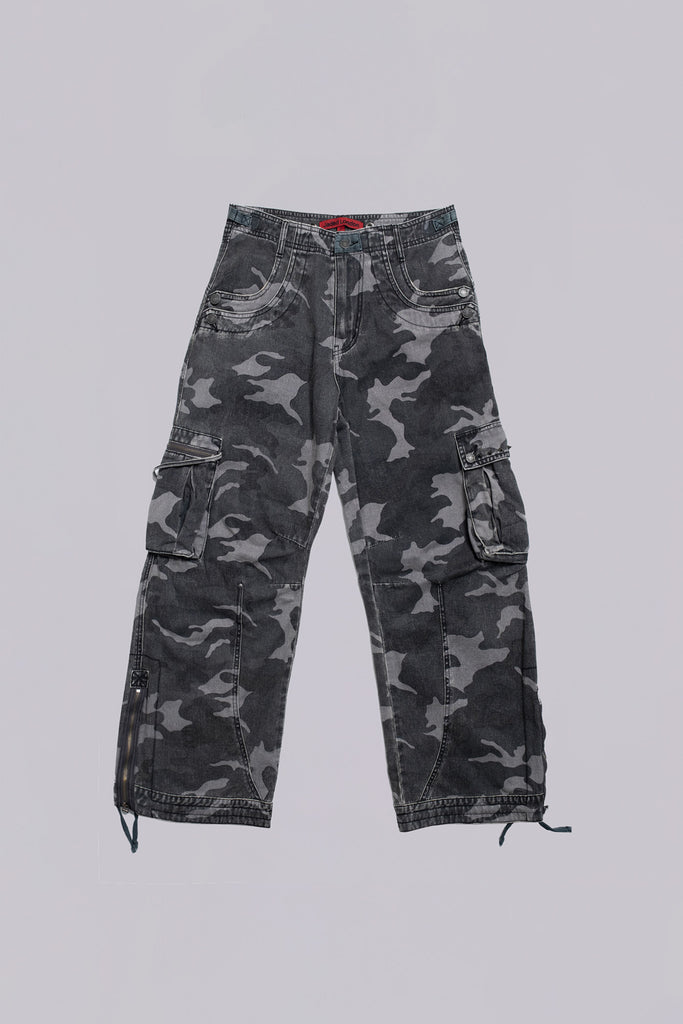 Washed Black Trooper Camo Cargo Pant