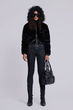 Raven Faux Fur Jacket - XL / Black