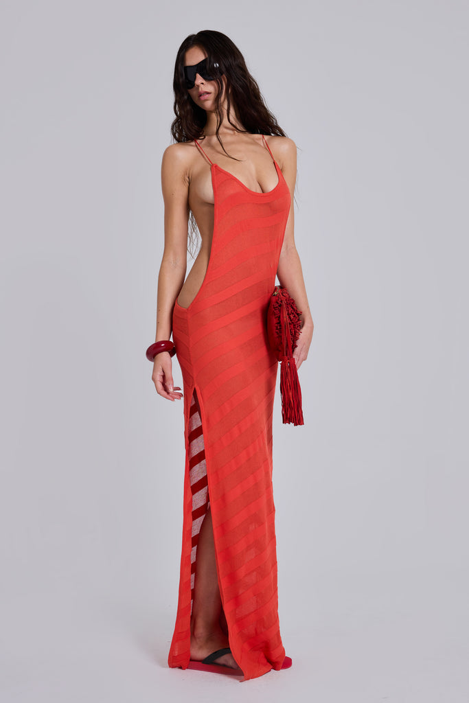 Noir Knit Maxi Dress in Coral | Jaded London | Clothing Noir Knit Maxi Dress in Coral | Jaded London | Clothing