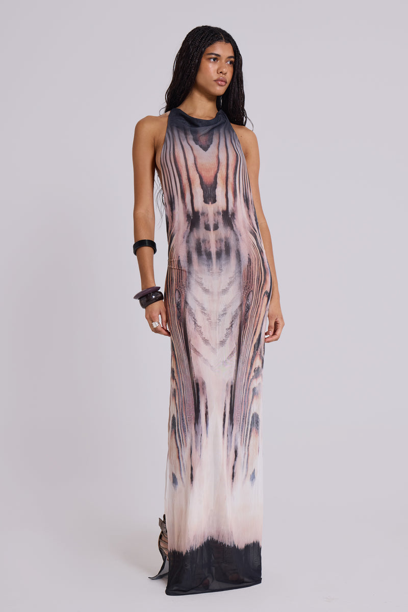 Xaviera Backless Mesh Maxi Dress