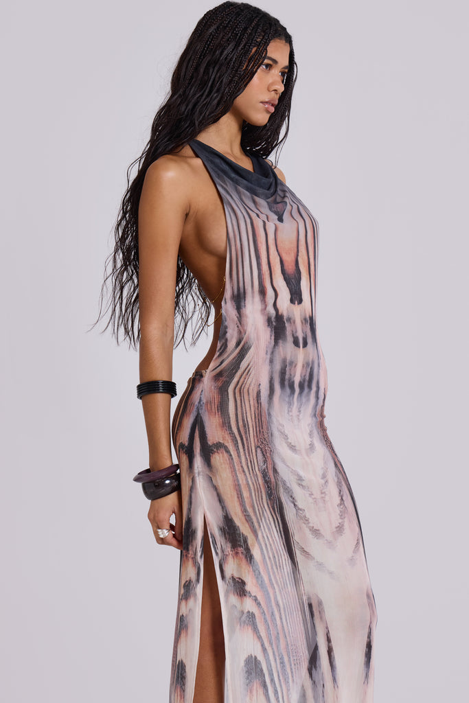 Xaviera Backless Mesh Maxi Dress